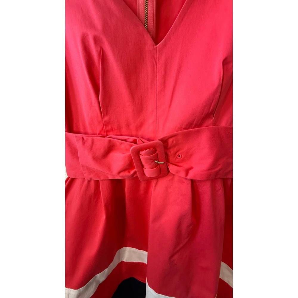 Kate Spade New York "Sawyer" Belted Fit & Flare Dress Pink White Navy Stripe - Picture 7 of 13